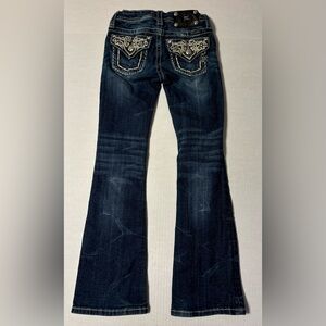 Miss Me GIRLS Jeans Size 8 (23x26) Embroidered Stitched Acid Boot Rockabilly